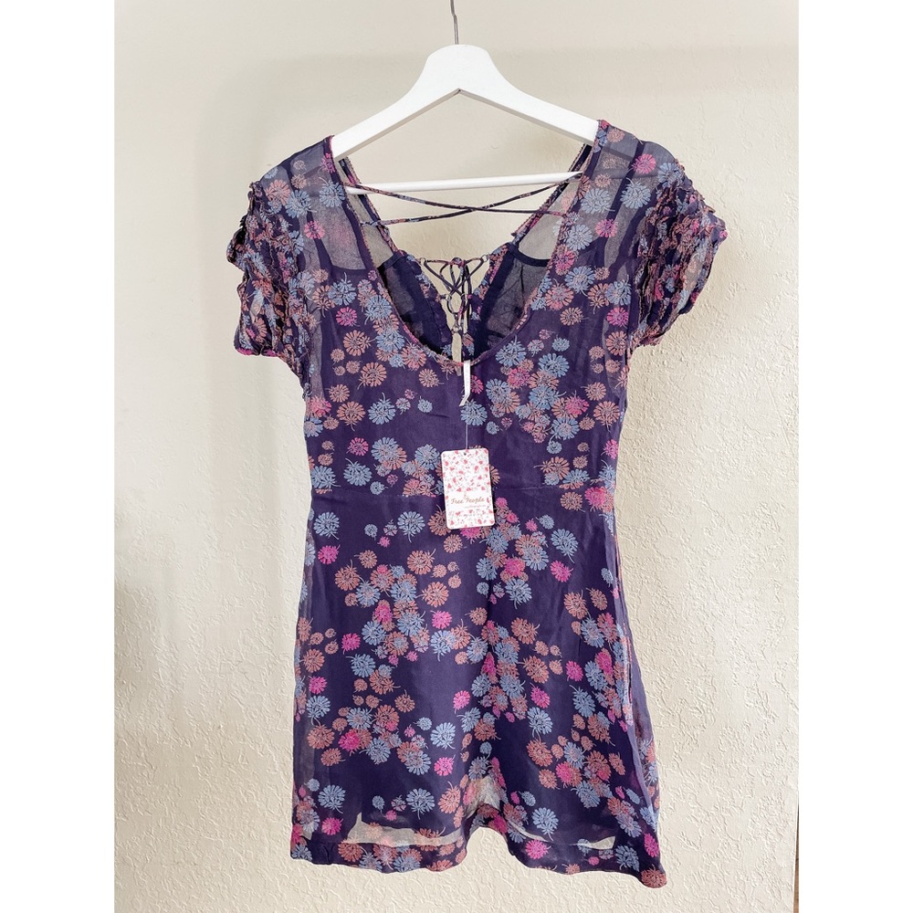 🎉2X HP🎉 Free People Lace Up Floral Mini Dress - Picture 4 of 14